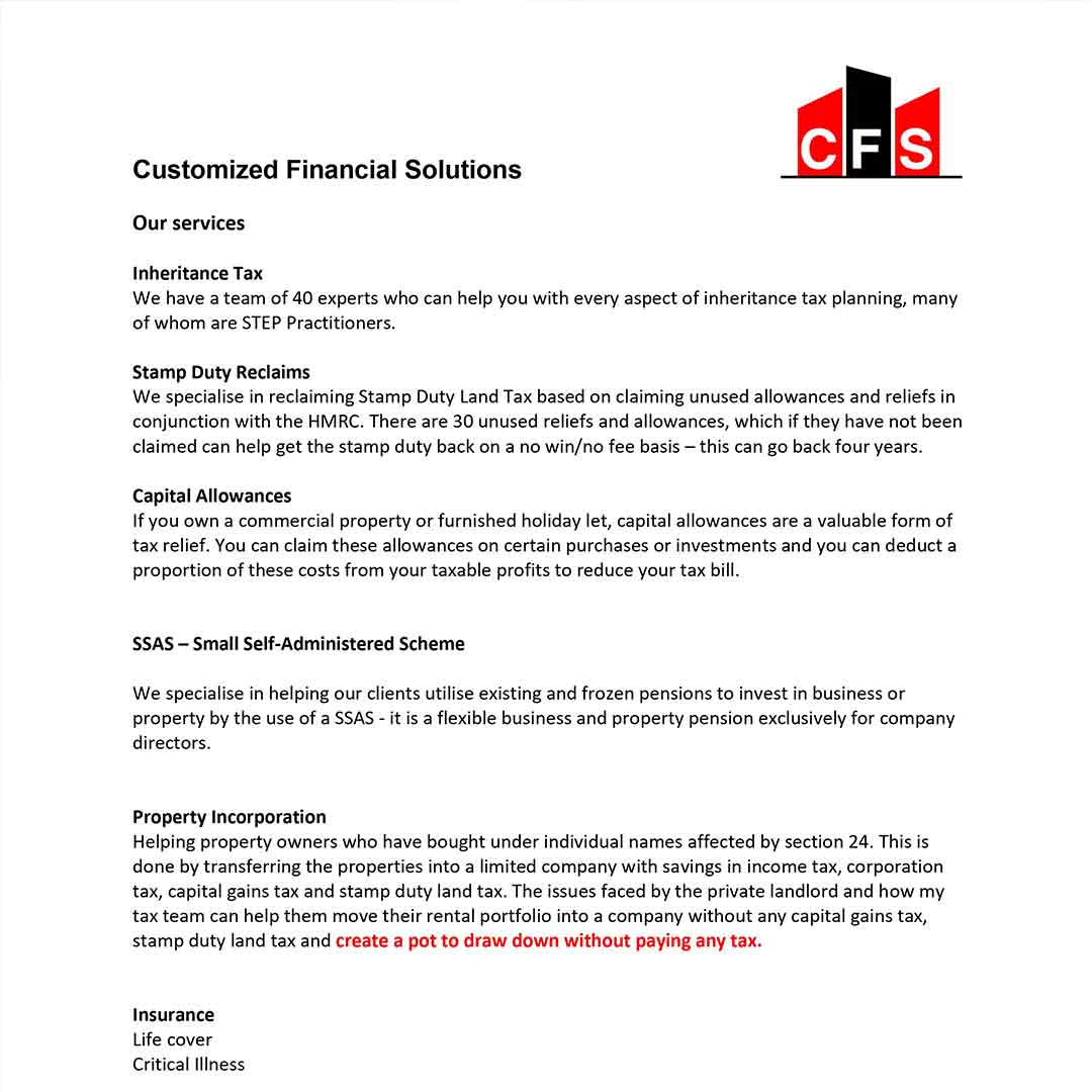 Customized Financial Solutions